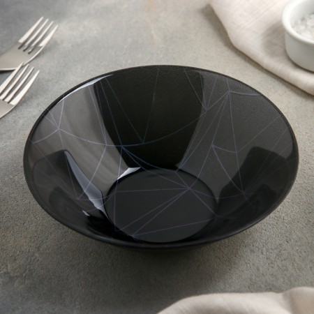 Glass salad "Linea Black", 450 ml, d = 16.2 cm, hardened, black color is black