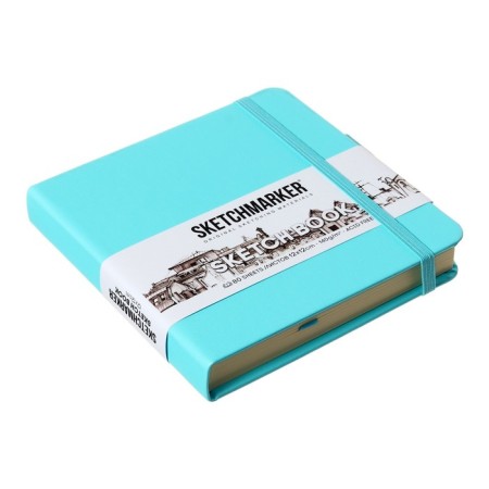 Sketchmarker sketchbook, 120 x 120 mm, 80 sheets, solid leather cover, aquamarine, block 140 g/m2-1
