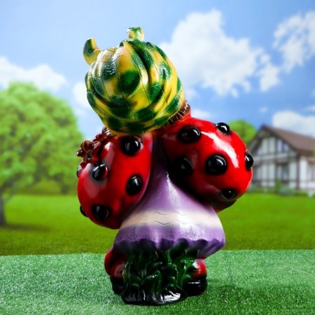 Garden figure "Gnome Girl Boy Cowdow with Grapes" 44x21x64cm-11