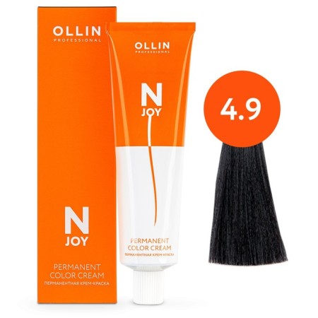 Cream-color hair Permanent Ollin Professional N-Joy, tone 4/9, green brown-haired, 100 ml