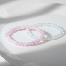 Set of bracelets 2 pcs. Shar No. 6 “Quartz Pink” and ball No. 8 Moonstone ”