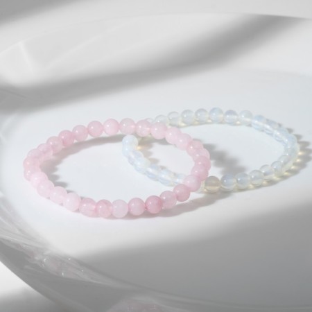Set of bracelets 2 pcs. Shar No. 6 “Quartz Pink” and ball No. 8 Moonstone ”