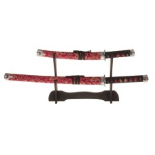 Suv. Product Katana 2V1 on a stand, scabbard fabric, dragons gold on red 47/70cm