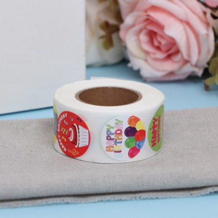 Stickers in the Roll "Birthday", 500 pcs, 2.5 x 2.5 cm-1