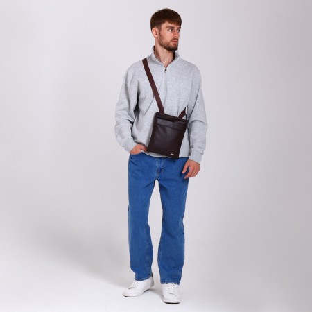 Men's bag over the shoulder, Textura, artificial leather, brown color-9