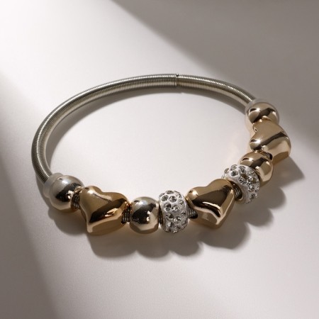 Bracelet with Mardgeri rhinestones, white color in silver, d = 6.5 cm-1