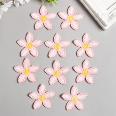 Decor for creativity Textile Embroidery "Pink Flower" 5.2x5.2 cm-1