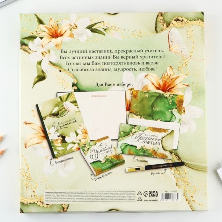 Golden Teacher Gift Set: A5 Diary, 80 sheets, planing, pen, paper block-16