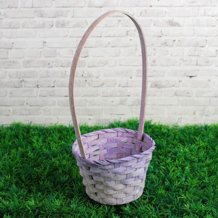 Bamboo wicker basket, d13xh9.5/28cm light purple-1