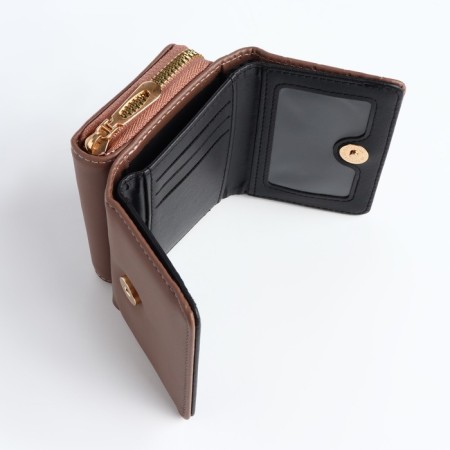 Women's wallet on the button, brown color-4