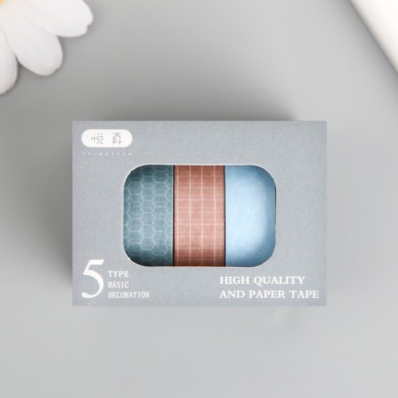 Adhesive tape paper "sky and sea" width 1 cm winding 2 m set 5 pcs-4