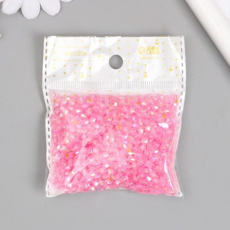 Beads for creativity Plastic "Rhombus Crystal Holographs Pink" set 20 grams 0.4x0.4 cm-3