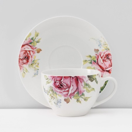 Service Porcelain Tea Daulaan "Rose", 12 objects: a cup 250 ml, a saucer d = 15 cm-2