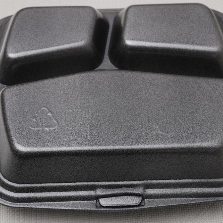 Single lunch box, 24.7 × 20.6 × 7 cm, 3 section, black color-3