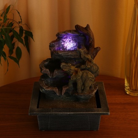 Fountain "Elephants on the Rocks" 16x20x27 cm (with backlight)-2