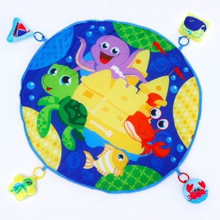 Developing rug "Soft kids", 4 soft toys, d80cm, species mix, crush me