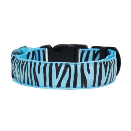 Collar with backlight tiger 3 glow modes size M, Osh 32-50 x 2.5 cm blue blue-4