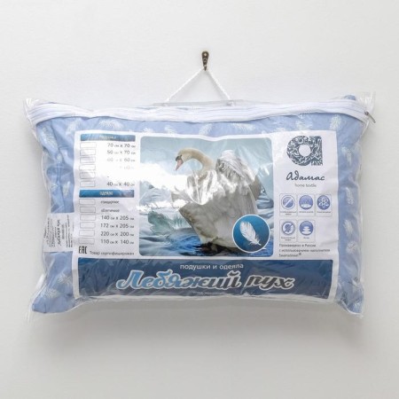 Adamas pillow "swan fluff", size 40x60 cm, mix, tick cover-1