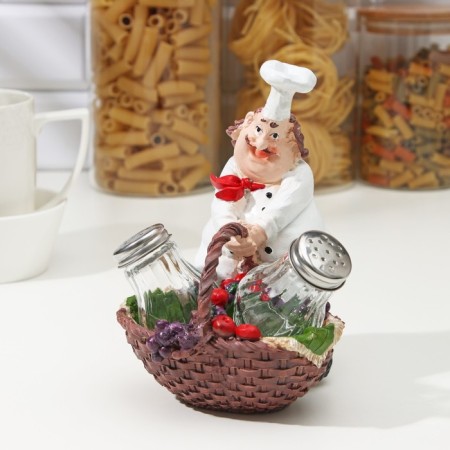 Set for glass spices on the stand “Shy cook”, 3 items: Solonka 60 ml, Listen 60 ml, stand-1