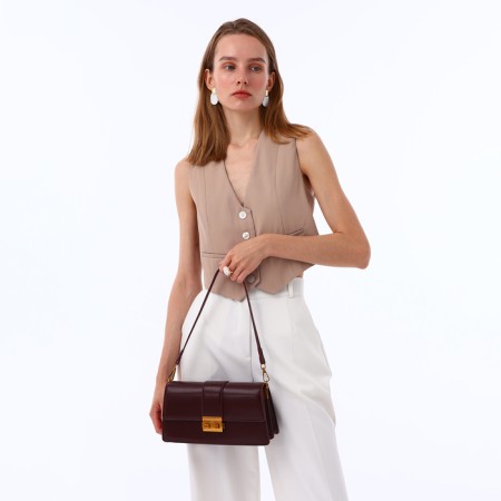 Female bag Textura, average size, brown color-12