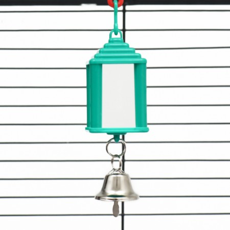 Toy for birds "Four -sided mirror", 3.5 x 3 x 14 cm, green-1