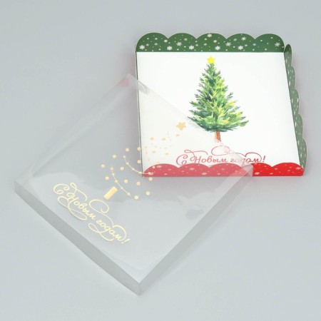 Box for confectionery products with PVC “Happy New Year!”, Christmas tree, 18 x 3 cm, New Year-4