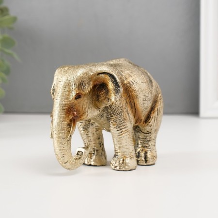 Souvenir Polystone "Golden Elephant" 8.7x13x7 cm-2