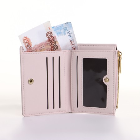 Women's wallet on the button, pink color-4