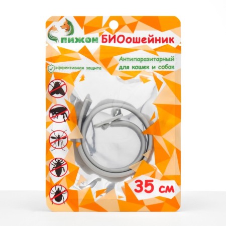 Bio -hazelnik "Pijon" for cats and small dogs, from fleas and ticks, gray, 35 cm