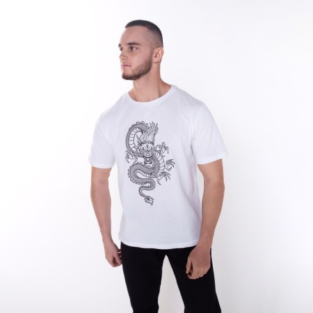T -shirt male "Dragon", white color/black print, size 50-2