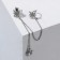 Earring "Kaff" Northern Star with a chain, white color in silver
