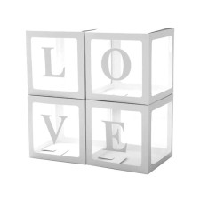 A set of boxes for balloon love, white, 30x30x30 cm, 4 pcs.
