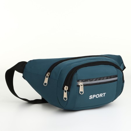 Lightning waist bag, 3 outer pockets, green color