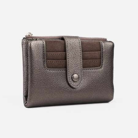 Women's wallet on the button, bronze color