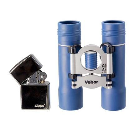 Binoculars VEBER SPORT New BN, 10 × 25, blue / silver color-1
