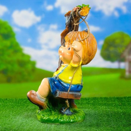 Garden figure "Boy on a swing" 44cm-4