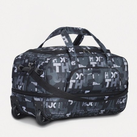 Road bag on wheels, a lightning department, with an increase, an outer pocket, black color