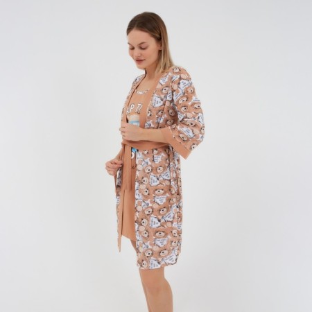 Female homemade set (robe/shirt), beige color, size 46-2