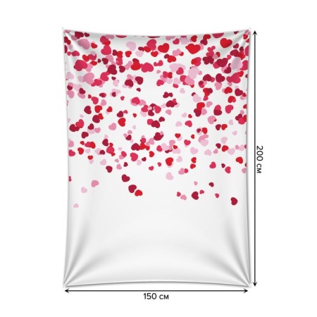 Decorative panel with photo printing "Rain of hearts", vertical, size 150x200 cm-1