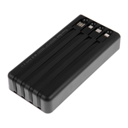 External battery 486, 20,000 mAh, Type-C/Lightning/MicroUSB cables, lantern, black-3