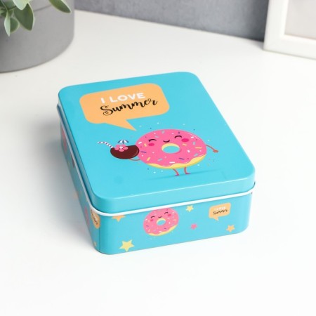Casket Metal Rectangular "Adventures of Donut" MIX 12x9x4 cm-1