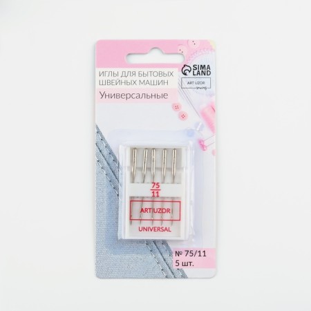 Needles for household sewing machines, universal, No. 75/11, 5 pcs-3