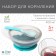 Set for feeding: a bowl on a suction cup, with a lid + spoon, turquoise color, 400 ml