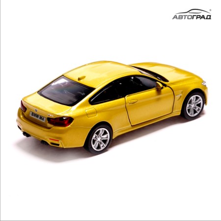 Metal machine BMW M4 Coupe, 1:32, inertia, doors open, yellow color-6