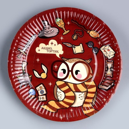 A set of paper dishes is a disposable owl ”: 6 plates, 6 glasses, 6 caps-3