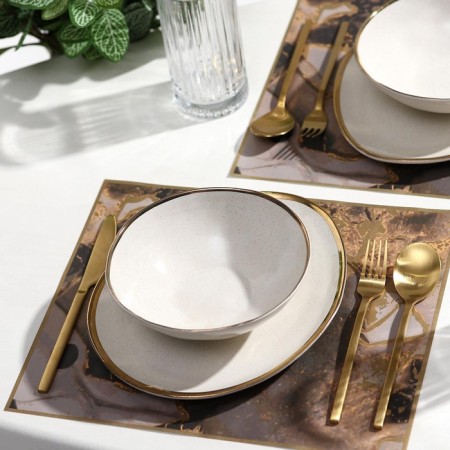 Paper for serving with gold varnish "marble", gold-gray, 0.3 x 0.4 m, set of 50 pcs.-1