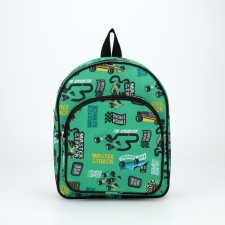 Baby backpack on lightning, external pocket, green color