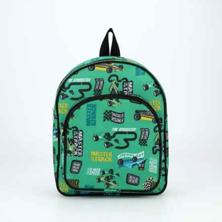 Baby backpack on lightning, external pocket, green color