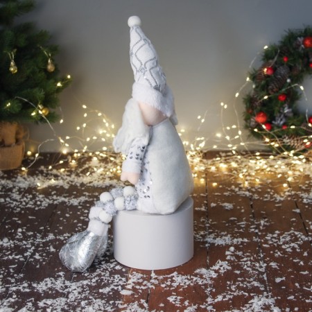 Soft toy "Santa Claus in a suit with sequins" 49x17 cm, silver-white-3