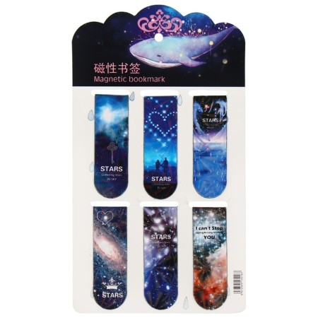 A set of magnetic bookmark for books Calligrata 6 pieces, "Universe", mix-3